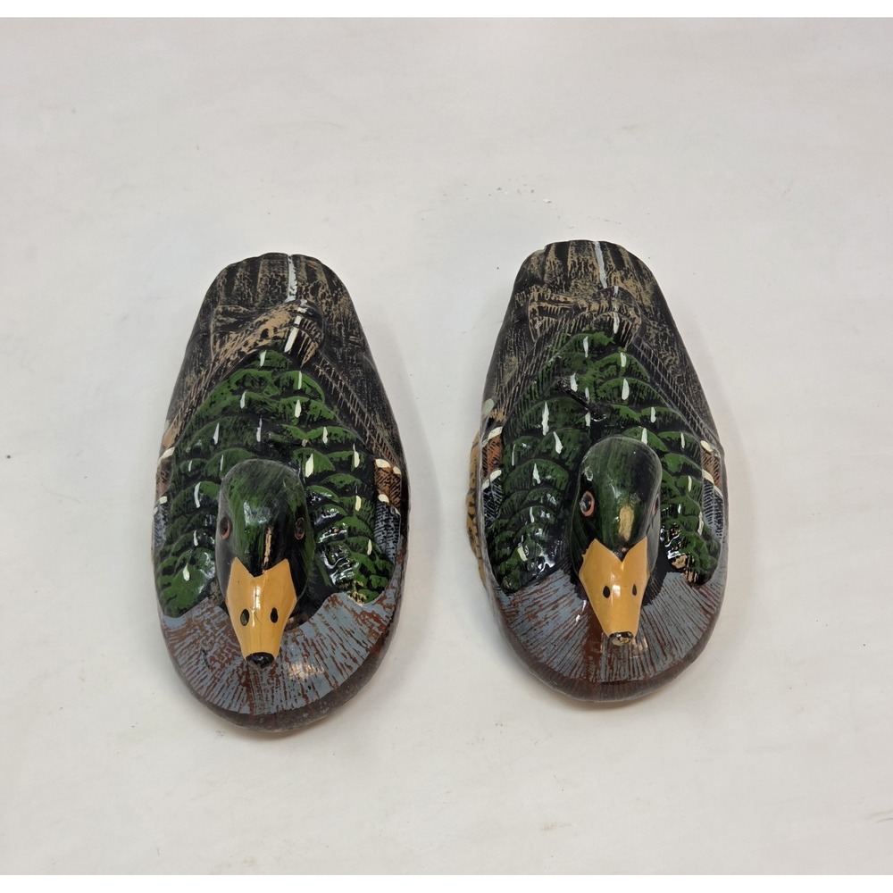 Vintage Mallard Duck Decoy Wax Candles Pair Reading China Glass Hong Kong Unused